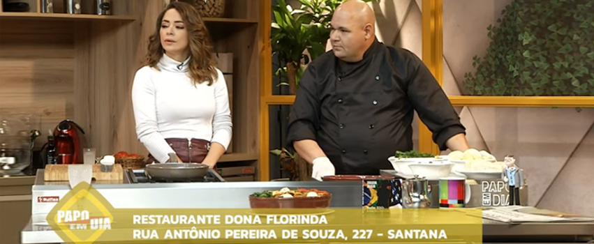 Restaurante Dona Florinda no programa Papo em Dia.